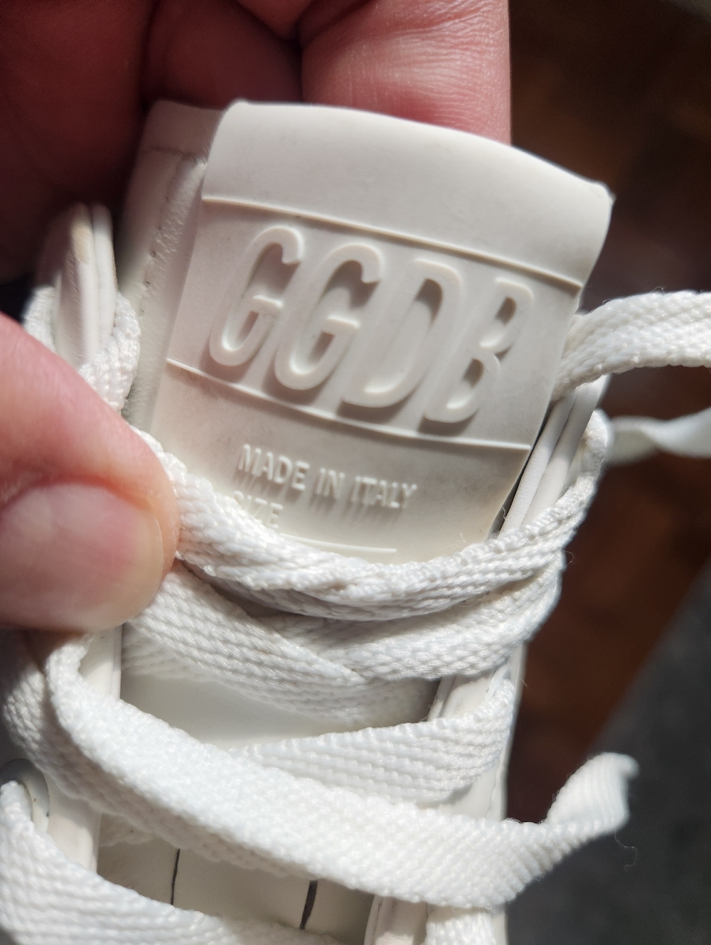 Golden Goose GGDB Pure-Star Size 37 Leather Sneaker with Silver Heel - Picture 3 of 5